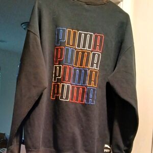 Puma Sweatshirt Navy Crewneck with Retro Logo "PUMA"